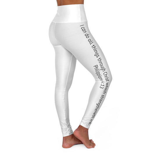 Philippians 4:13 High Waisted Yoga Leggings (AOP)